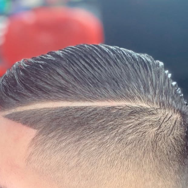 Comb-over with sharp hard part